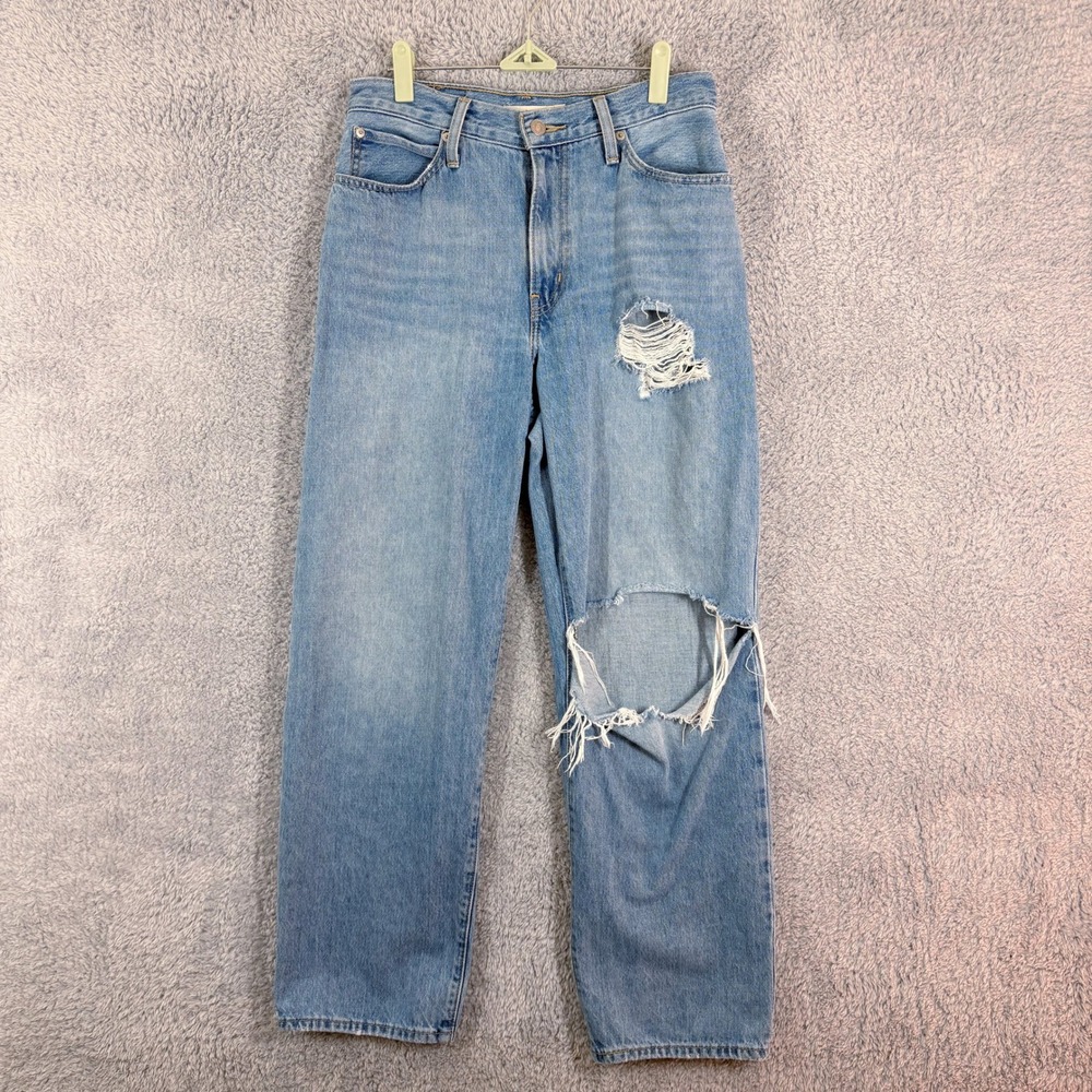 Levi's '94‎ Baggy Ripped Jeans Women's Size 28 Blue Light Wash Distressed Denim